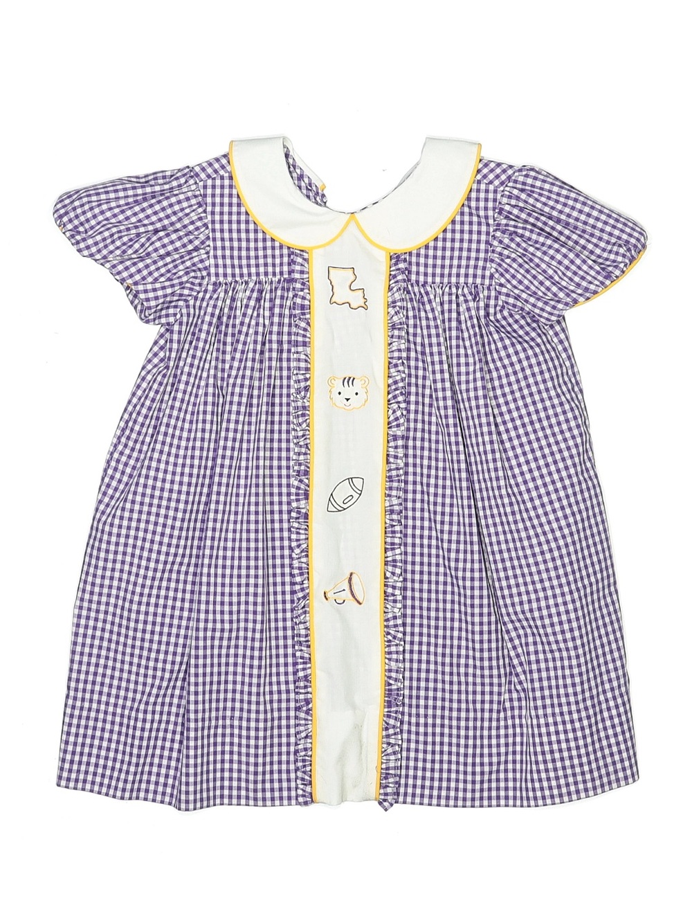 Purple Gingham Smocked Baby Dress with White Peter Pan Collar